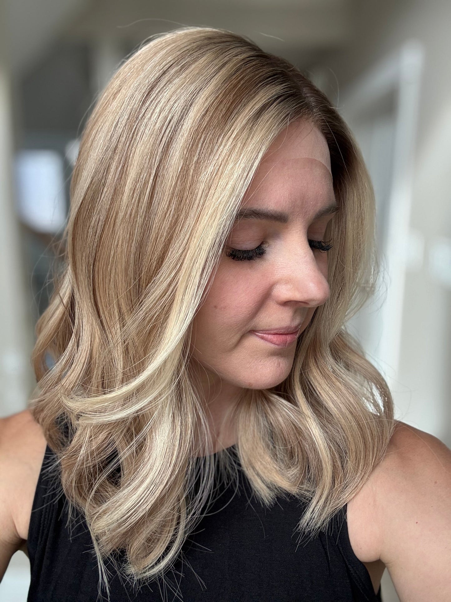 18" Olivia LOB Comfort Cap Lace Top Wig (M)