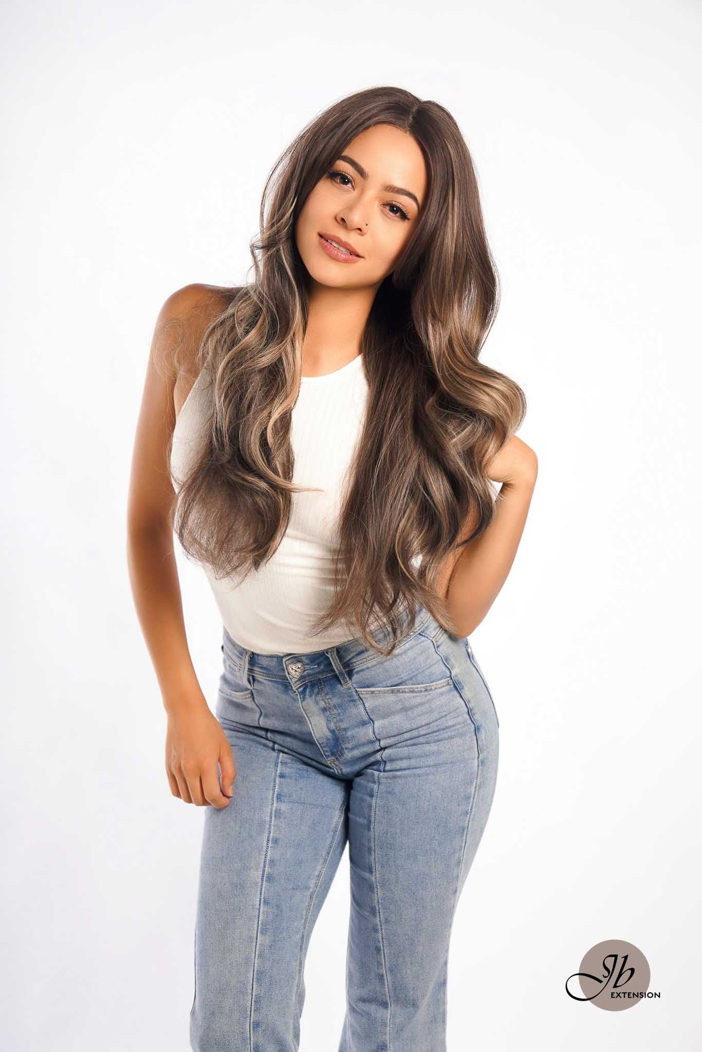 Nichole's Selection - 26 Inches Curly Women Brown With Highlight Wig Pre-Cut Frontlace Glueless Wig EMMIE HIGHLIGHT