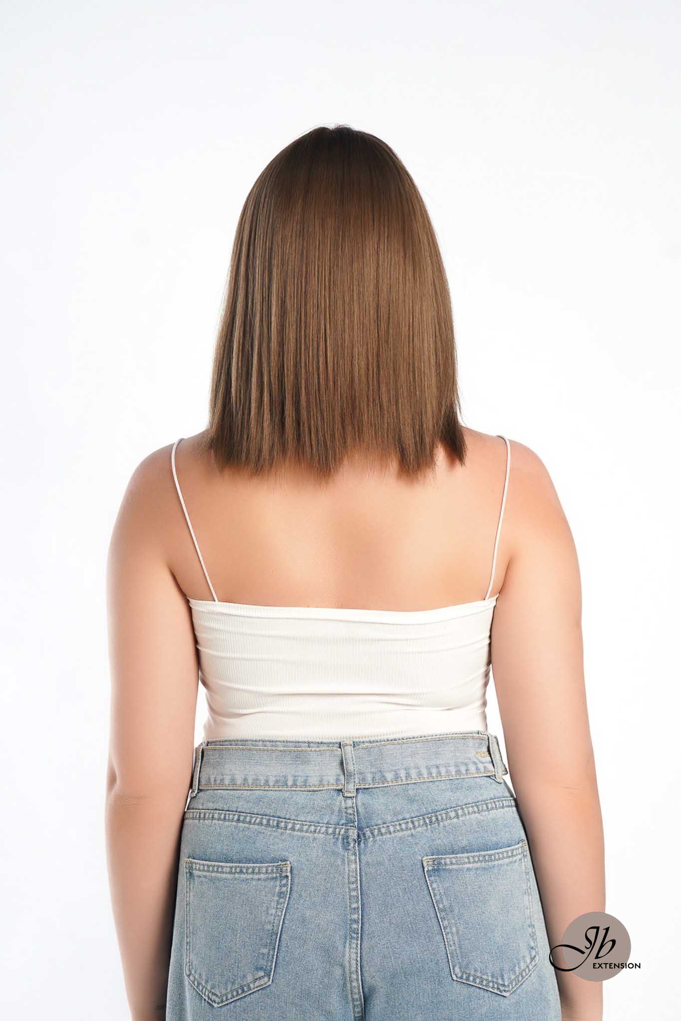 JBEXTENSION 12 Inches Bob Cut Light Brown Straight Pre-Cut Frontlace Glueless Wig PAULA LIGHT BROWN