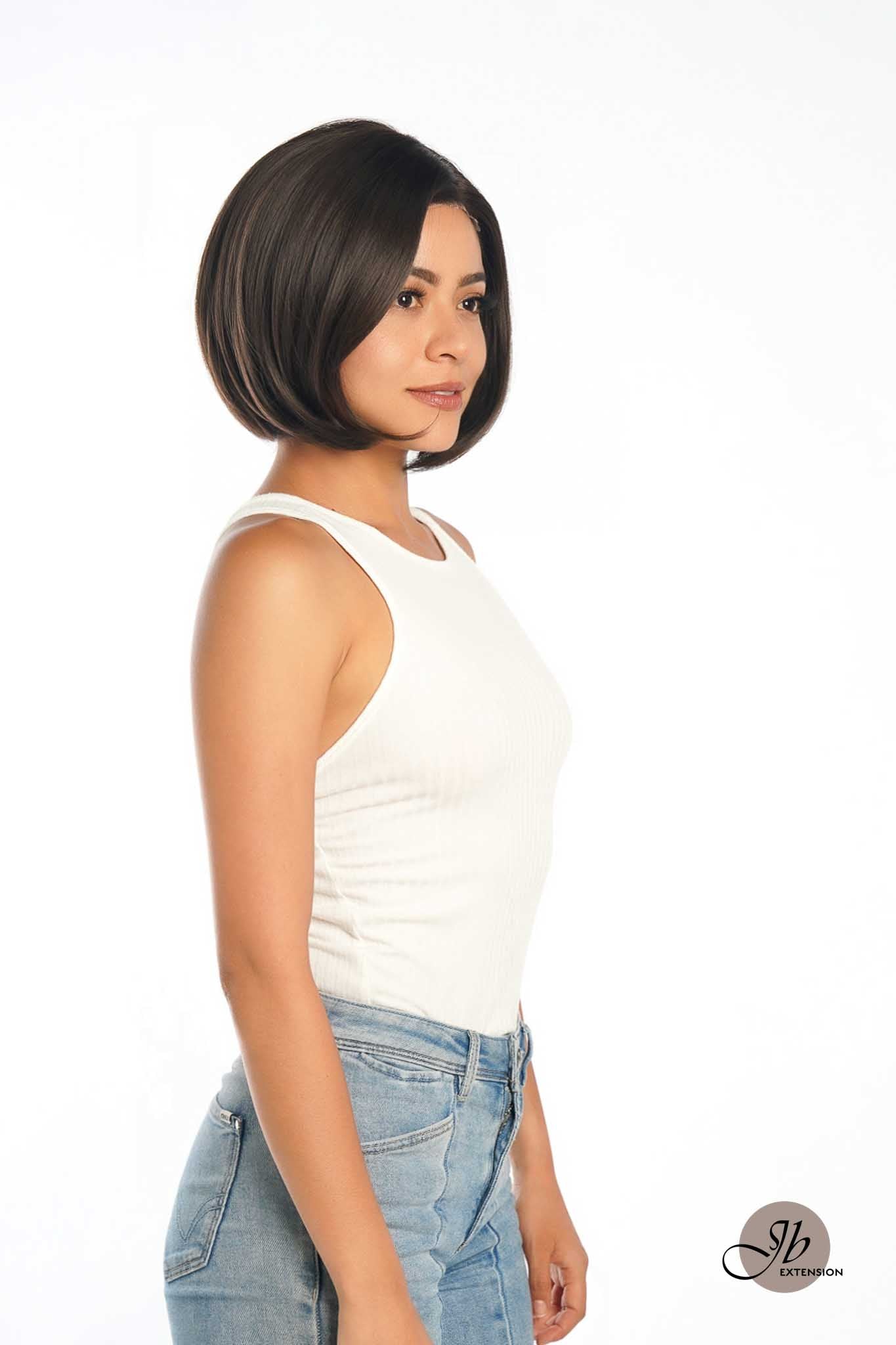 JBEXTENSION 10 Inches Bob Cut Brown Side Part Frontlace Glueless Wig MACI