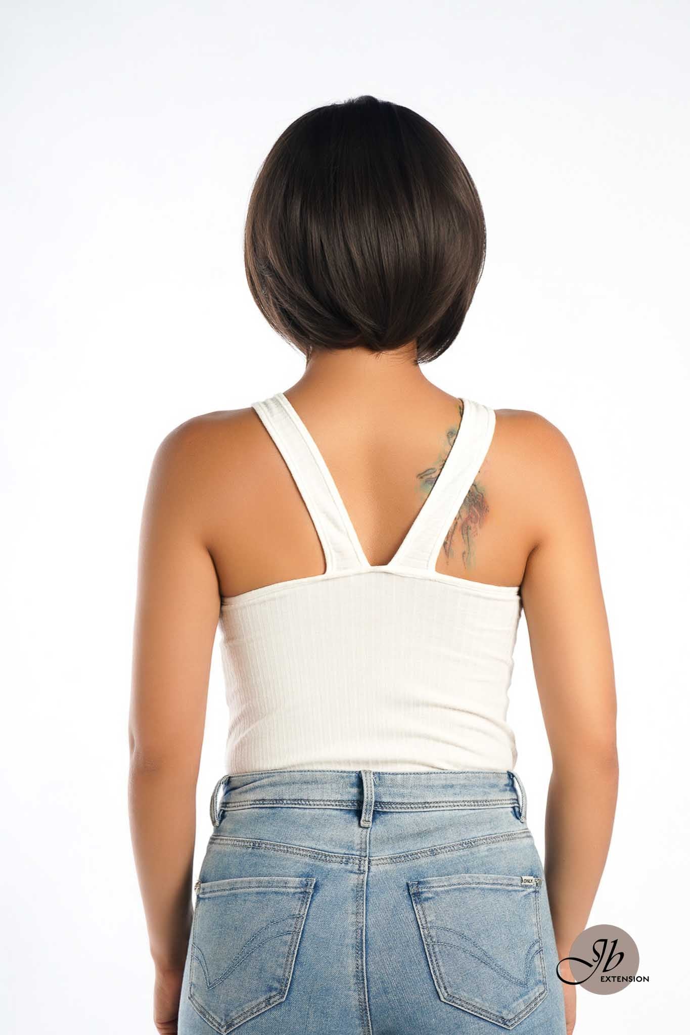 JBEXTENSION 10 Inches Bob Cut Brown Side Part Frontlace Glueless Wig MACI