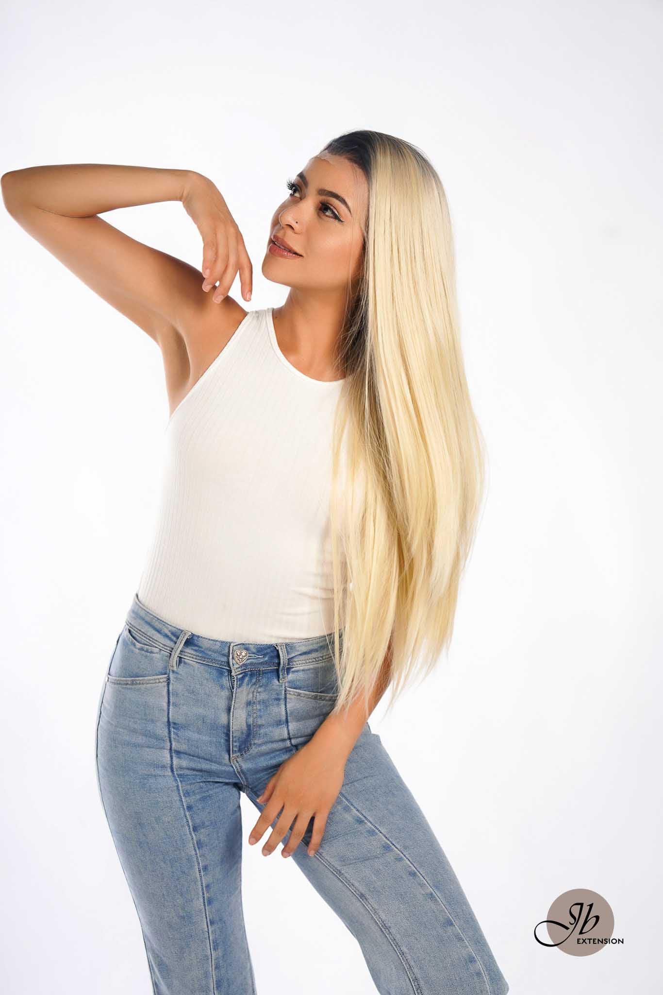 JBEXTENSION 30 Inches Blonde With Dark Root Extra Long Straight Lace Front Wig.Pre Plucked 6*14 HD Transparent Lace Frontal Glueless Wig GLORIA