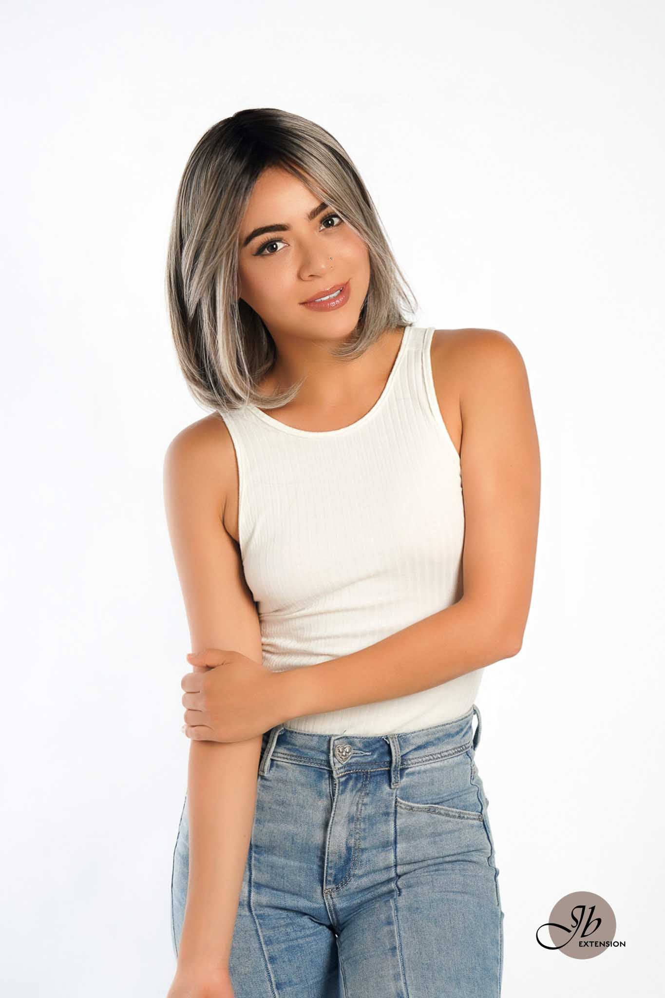 JBEXTENSION VALENTINA MONO Monofilament Handmade Wig 6X5 Full Monofilament Hand Tied Top Wig 12 Inches Ombre Brown Full Mono Lace Wig With Anti-slip Silicone Strips Glueless Wig VALENTINA MONO【BENDY EAR TABS】