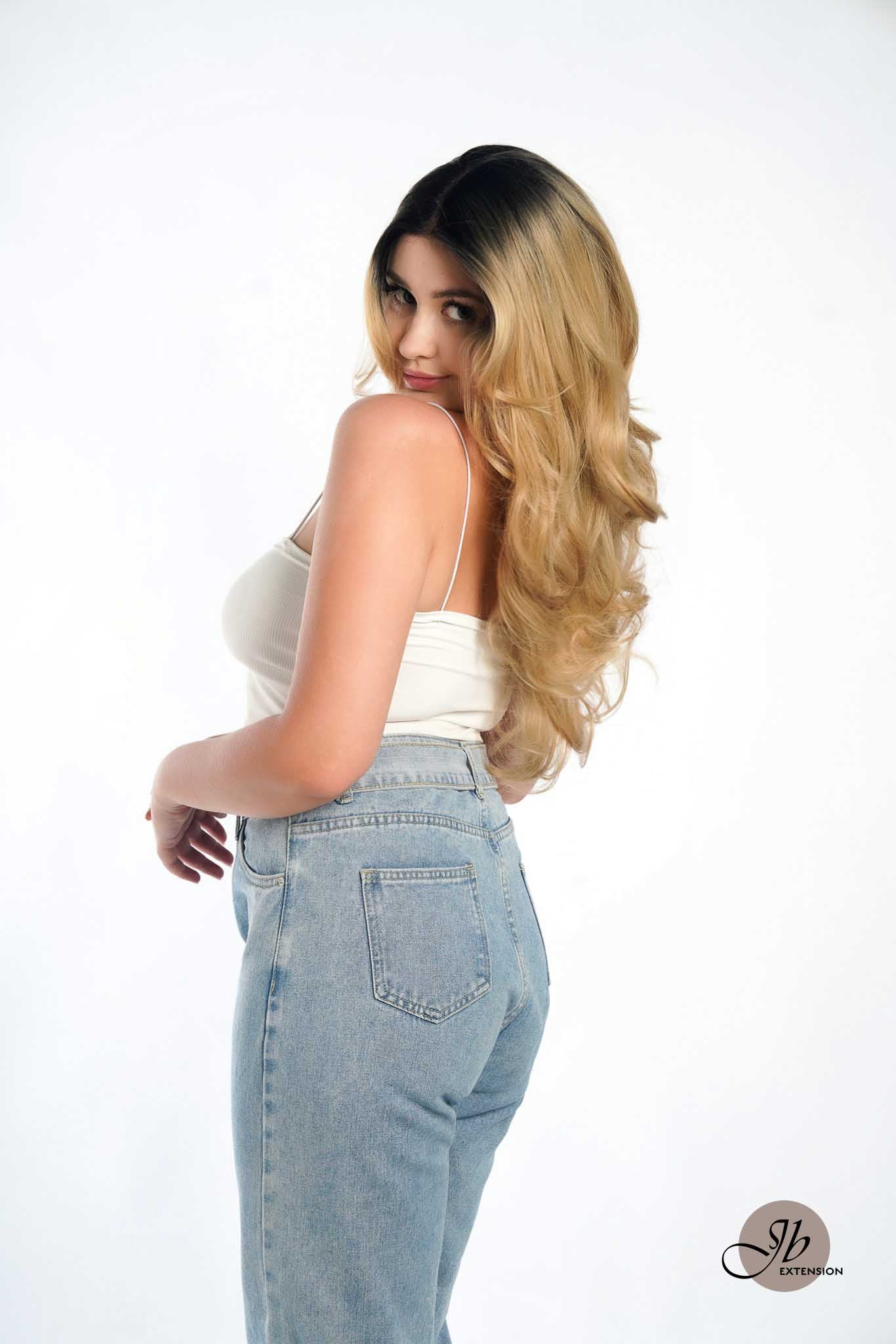 JBEXTENSION 24 Inches Body Wave Mix Blonde With Dark Root Pre-Cut Frontlace Glueless Wig AYLA MIX BLONDE