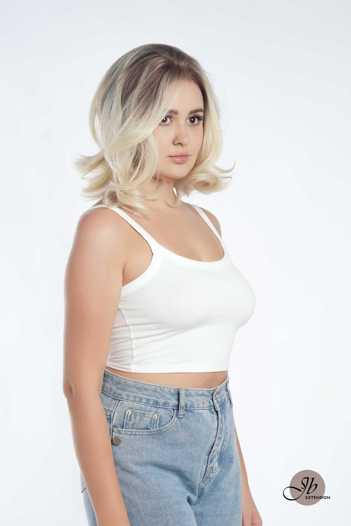 JBEXTENSION 10 Inches Light Blonde Curly Lace Front Wig.Pre Plucked 13*4 HD Transparent Lace Frontal Handmade Futura Fiber Swiss Lace Synthetic Fiber Pre-Cut Lace Glueless Wig JADOR GOLD