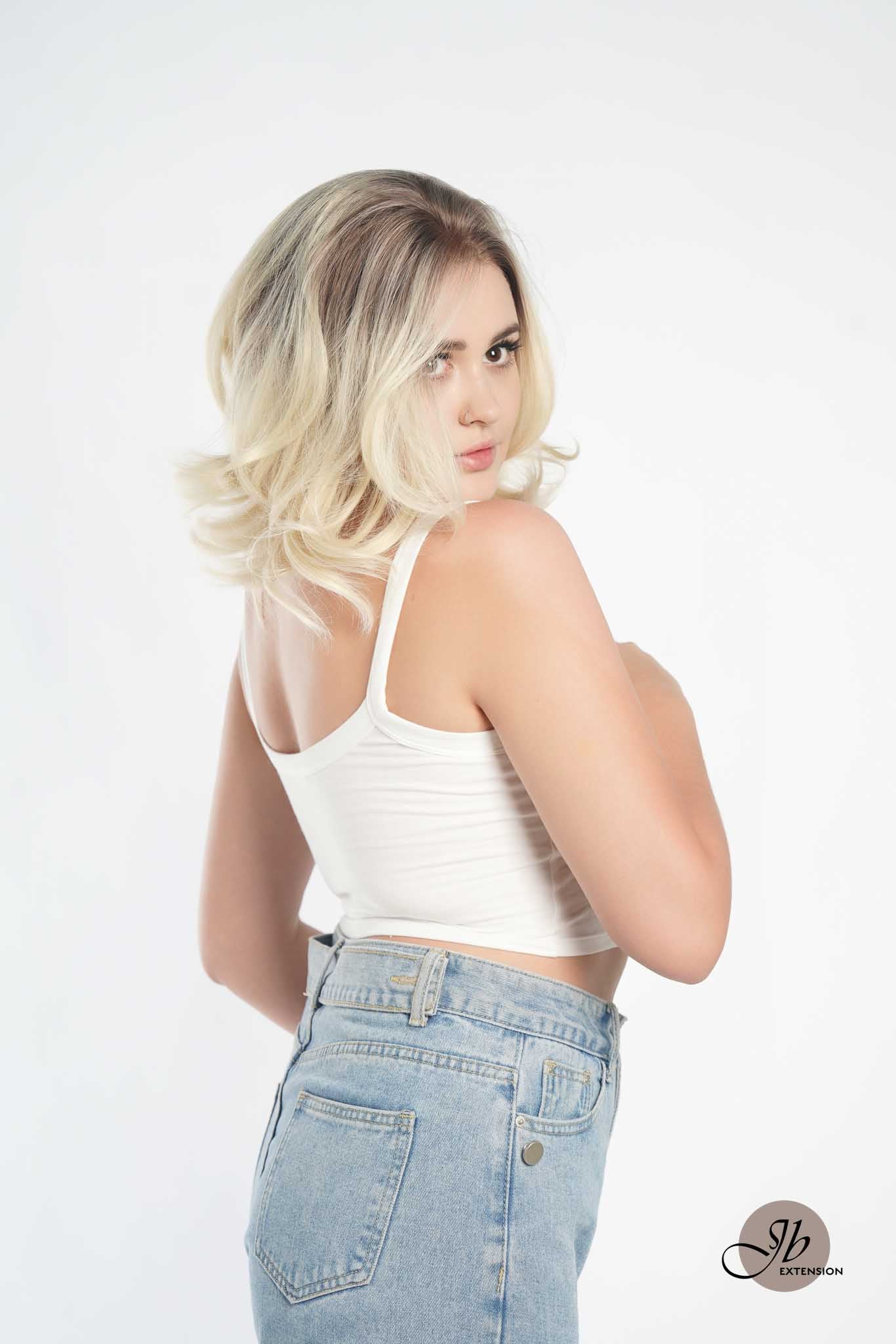 JBEXTENSION 10 Inches Light Blonde Curly Lace Front Wig.Pre Plucked 13*4 HD Transparent Lace Frontal Handmade Futura Fiber Swiss Lace Synthetic Fiber Pre-Cut Lace Glueless Wig JADOR GOLD