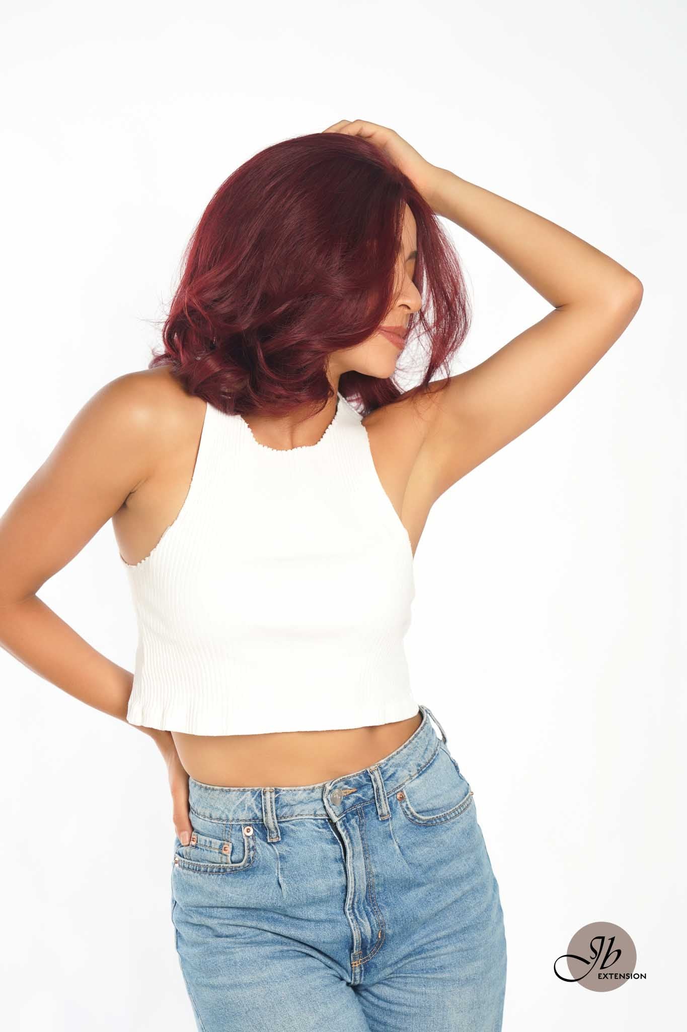 JBEXTENSION 10 Inches Red Curly Lace Front Wig.Pre Plucked 13*4 HD Transparent Lace Frontal Handmade Futura Fiber Swiss Lace Synthetic Fiber Glueless Wig JADOR RED