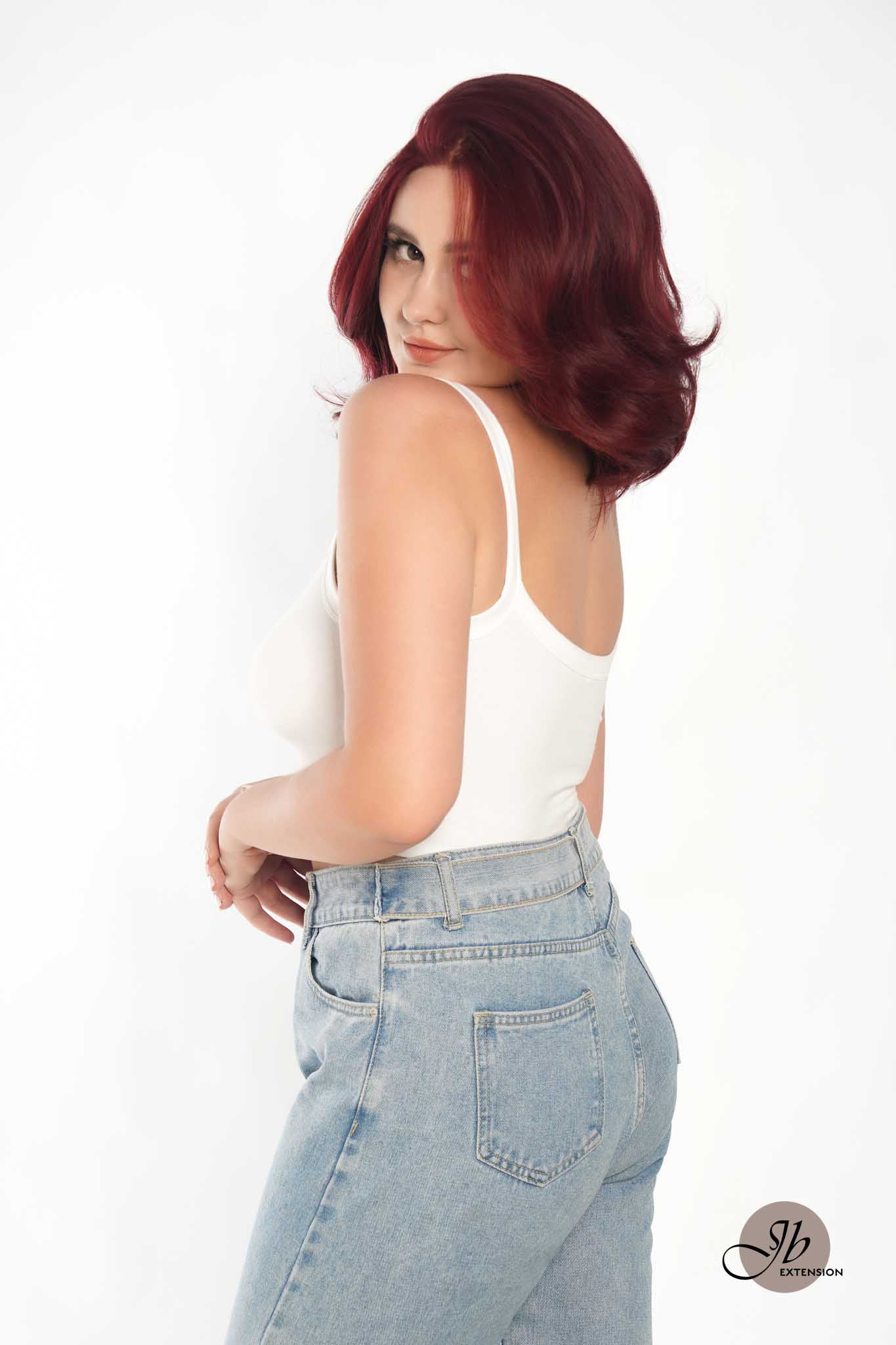 JBEXTENSION 10 Inches Red Curly Lace Front Wig.Pre Plucked 13*4 HD Transparent Lace Frontal Handmade Futura Fiber Swiss Lace Synthetic Fiber Glueless Wig JADOR RED