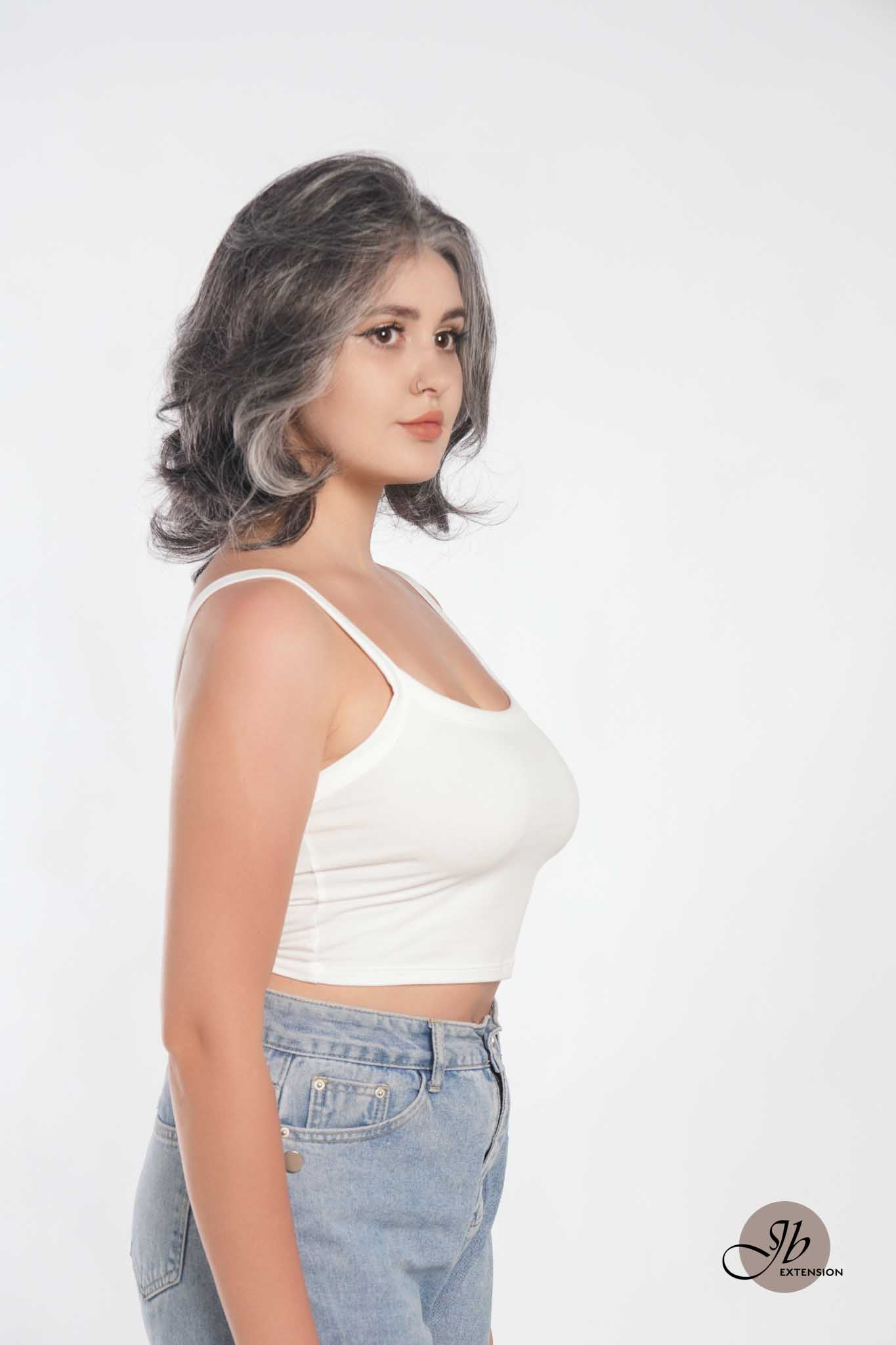 JBEXTENSION 10 Inches Silver Curly Lace Front Wig.Pre Plucked 13*4 HD Transparent Lace Frontal Handmade Futura Fiber Swiss Lace Synthetic Fiber Glueless Wig JADOR SILVER