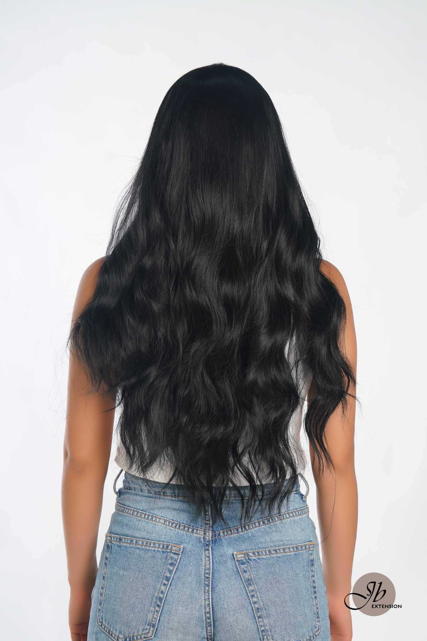 JBEXTENSION 26 Inches Body Wave Jet Black Pre-Cut Frontlace Glueless Wig CLAIRE L BLACK