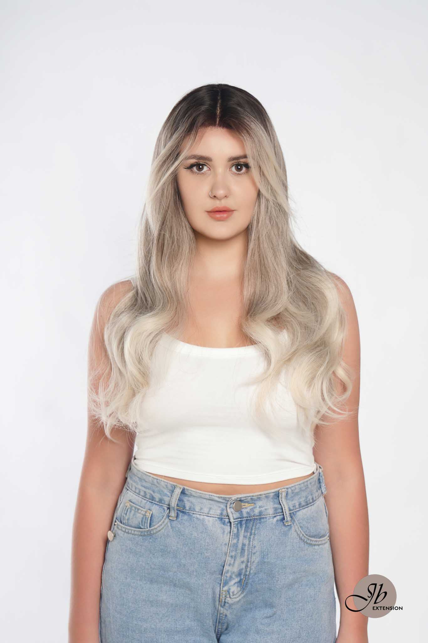 Nichole's Selection -26 Inches Curly Balayage Light Blonde With Dark Root Wig Pre-Cut Frontlace Glueless Wig EMMIE LIGHT BLONDE
