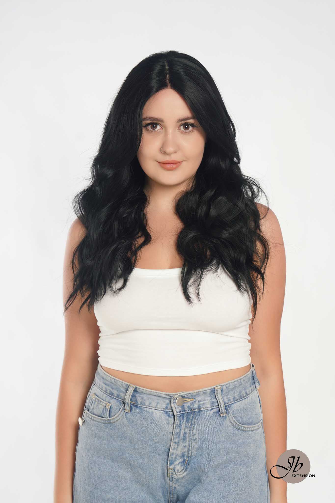 JBEXTENSION 22 Inches Body Wave Jet Black Pre-Cut Frontlace Glueless Wig CLAIRE M BLACK