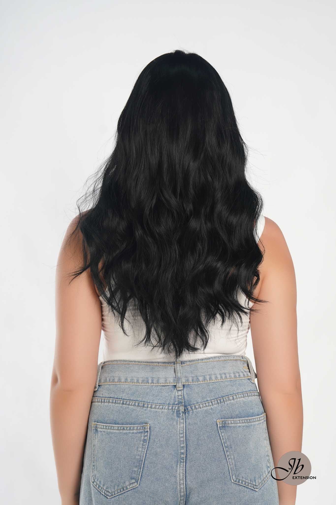 JBEXTENSION 22 Inches Body Wave Jet Black Pre-Cut Frontlace Glueless Wig CLAIRE M BLACK