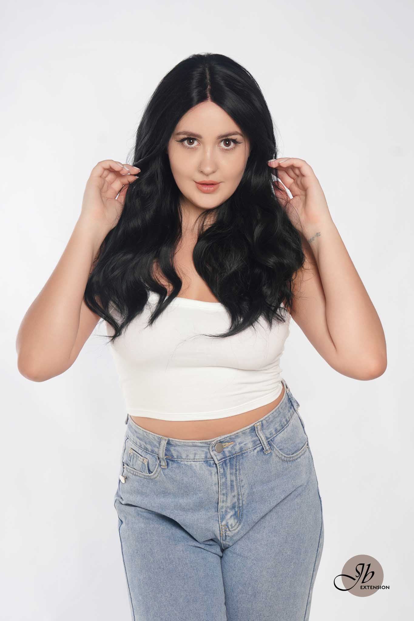 JBEXTENSION 22 Inches Body Wave Jet Black Pre-Cut Frontlace Glueless Wig CLAIRE M BLACK