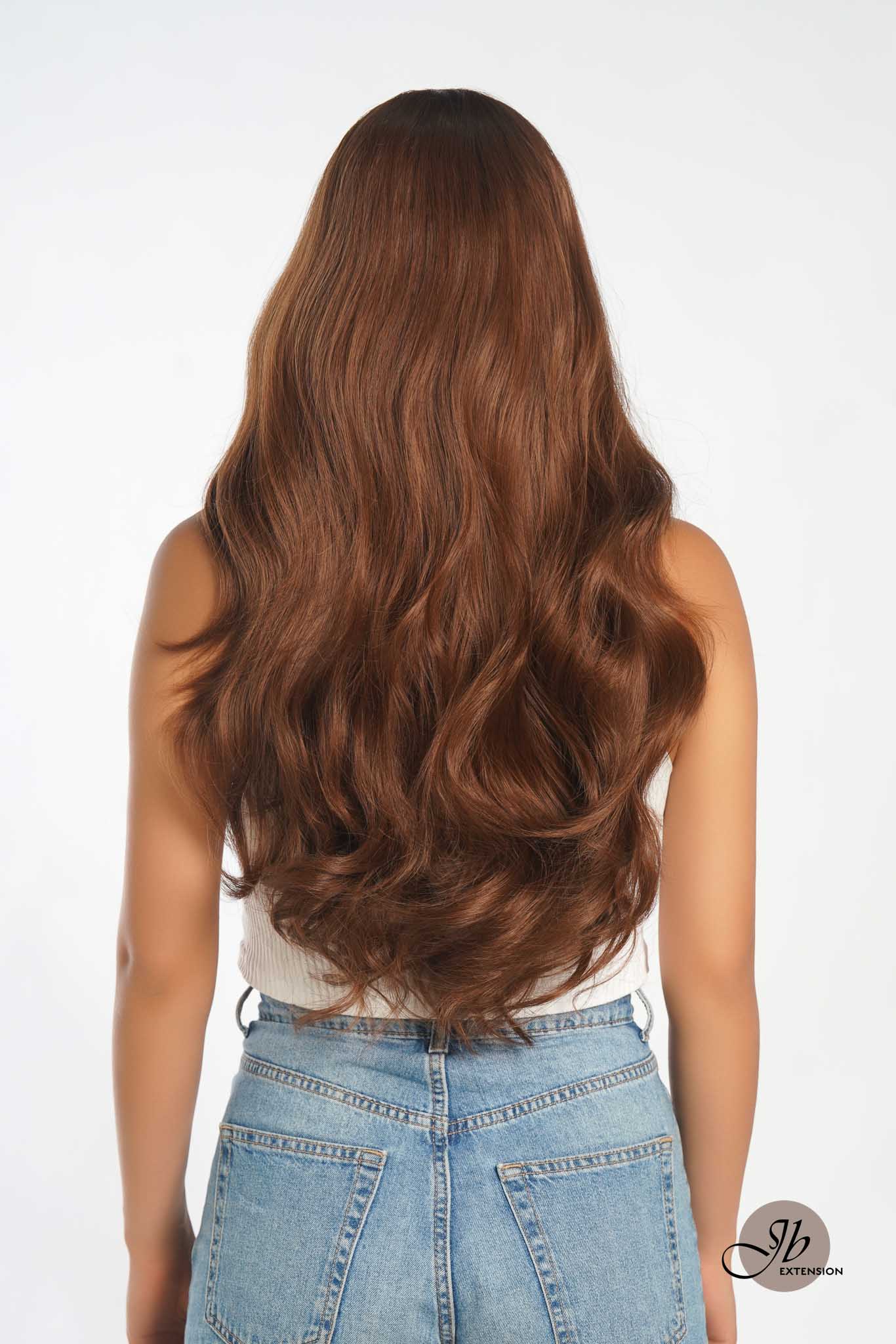 JBEXTENSION 26 Inches Curly Women Mocha Brown Wig Pre-Cut Frontlace Glueless Wig EMMIE MOCHA BROWN