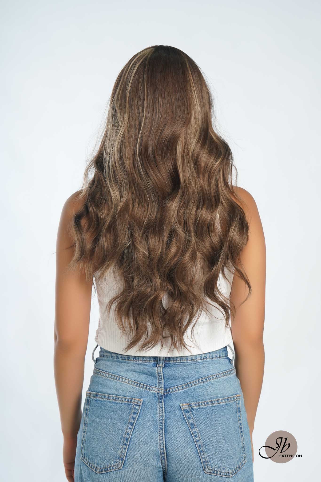 JBEXTENSION 24 Inches Body Wave Light Brown With Highlight Pre-Cut Frontlace Glueless Wig CLAIRE LIGHT