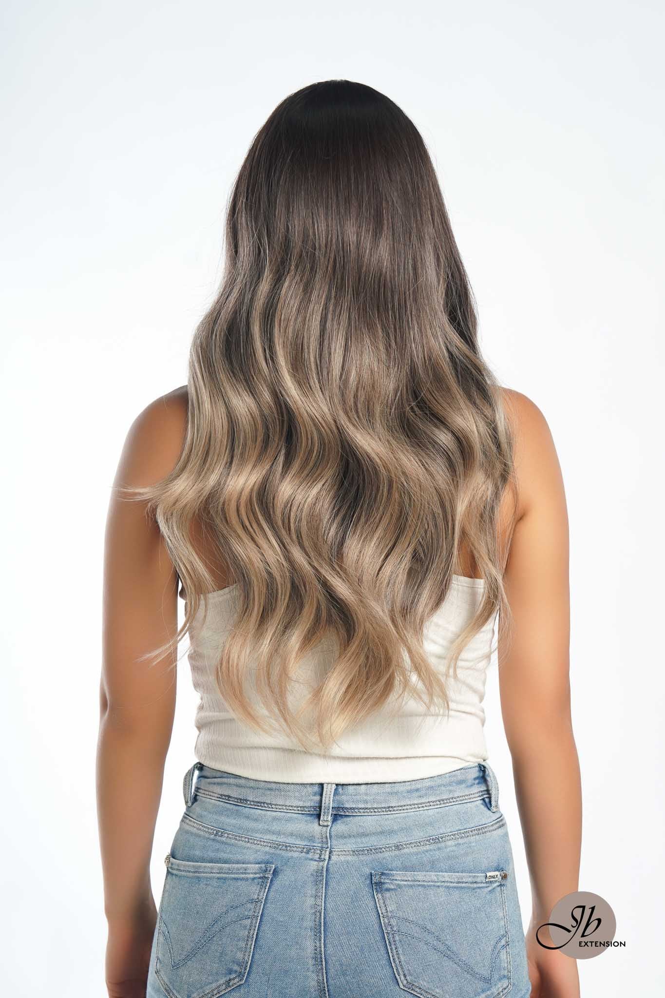 JBEXTENSION 25 Inches Balayage With Dark Root Curly Wig With Bangs DELLA