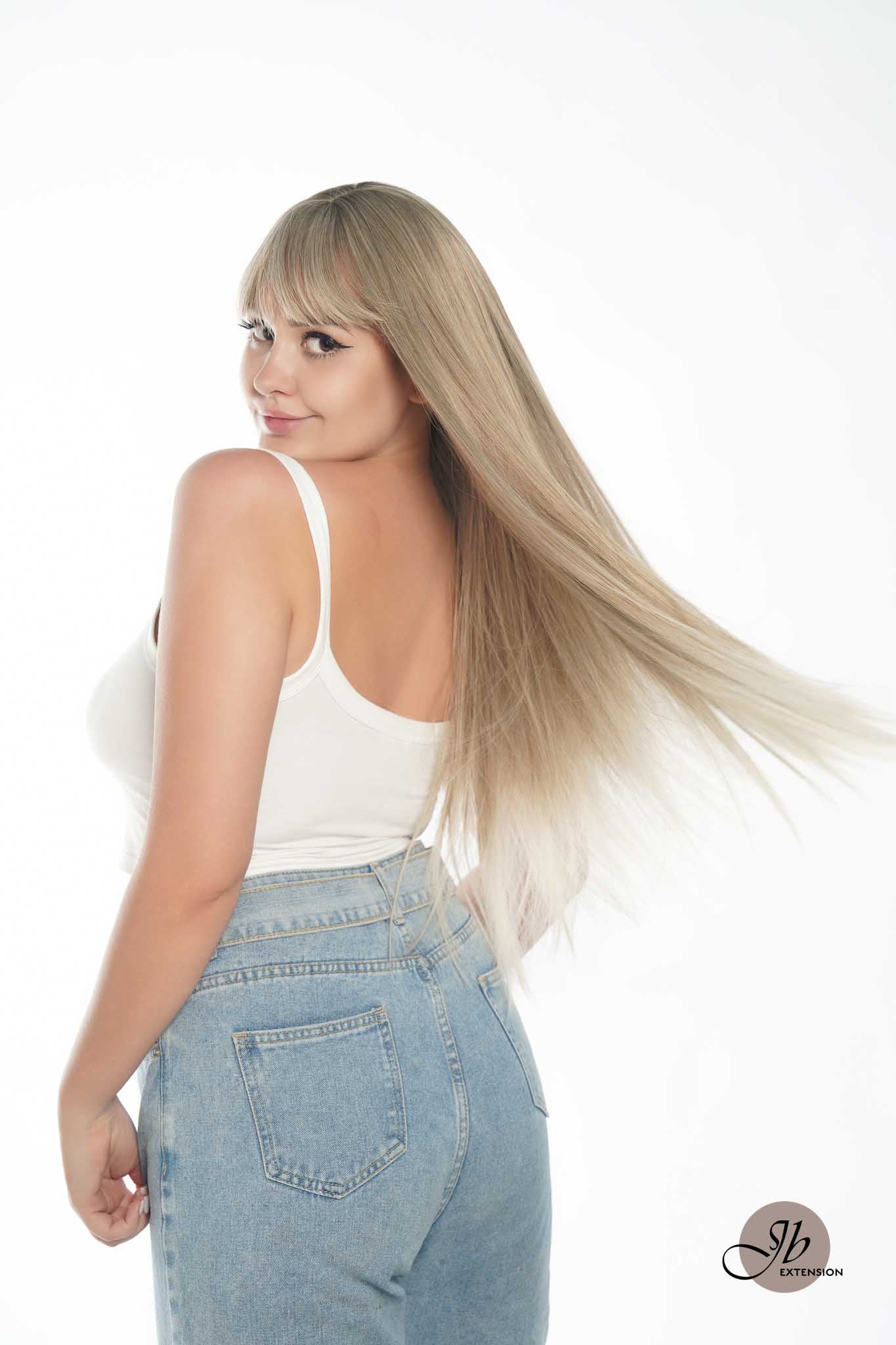 JBEXTENSION 28 Inches Long Straight Mix Blonde Wig With Bangs MANDY