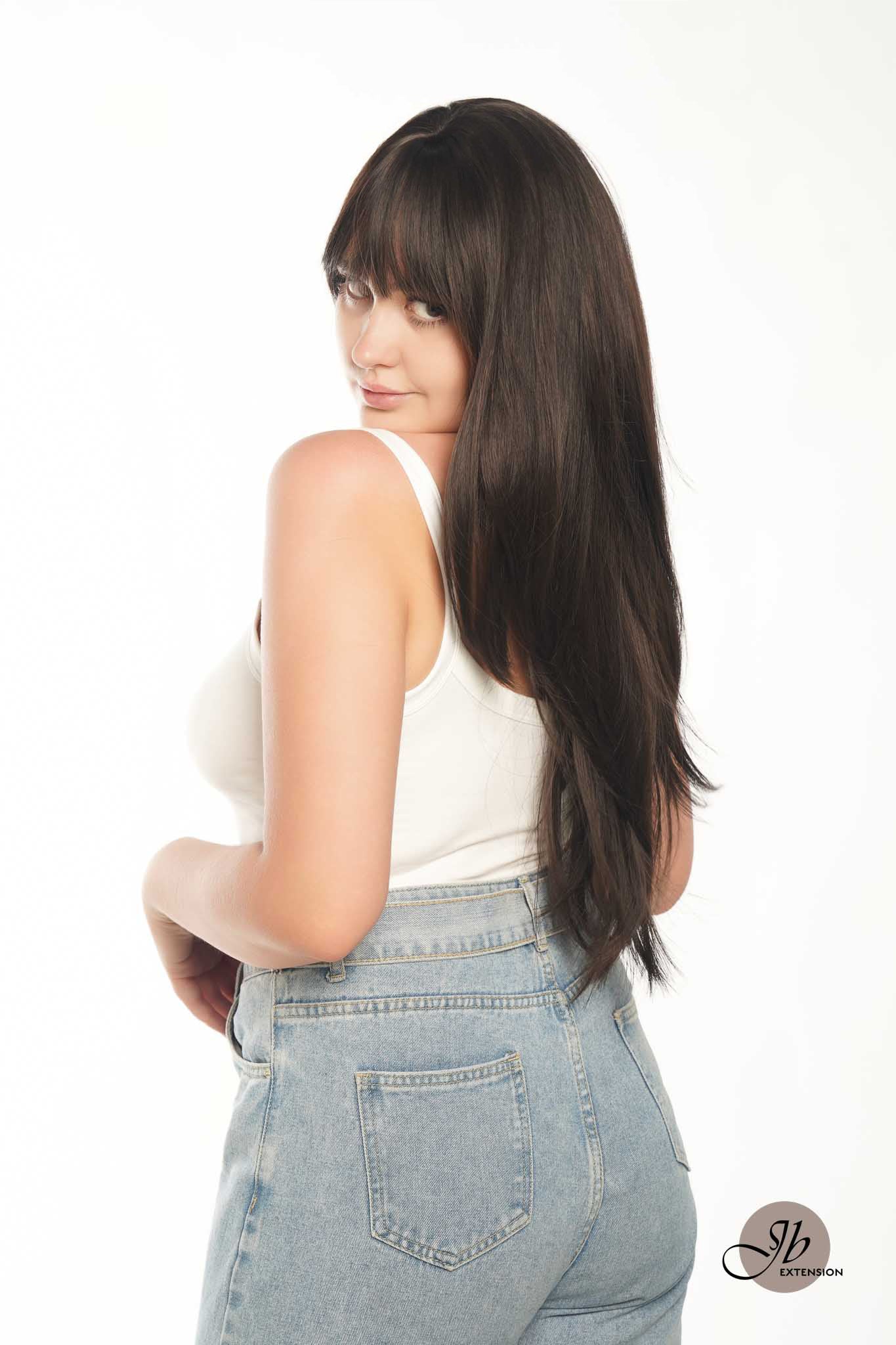 JBEXTENSION 26 inches Tea Black Darkest Brown Long Layered Wig LAURIE