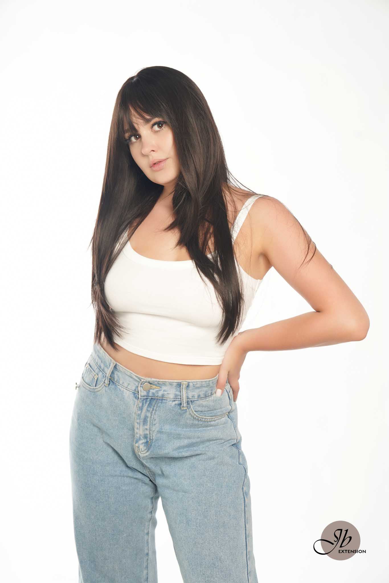 JBEXTENSION 26 inches Tea Black Darkest Brown Long Layered Wig LAURIE