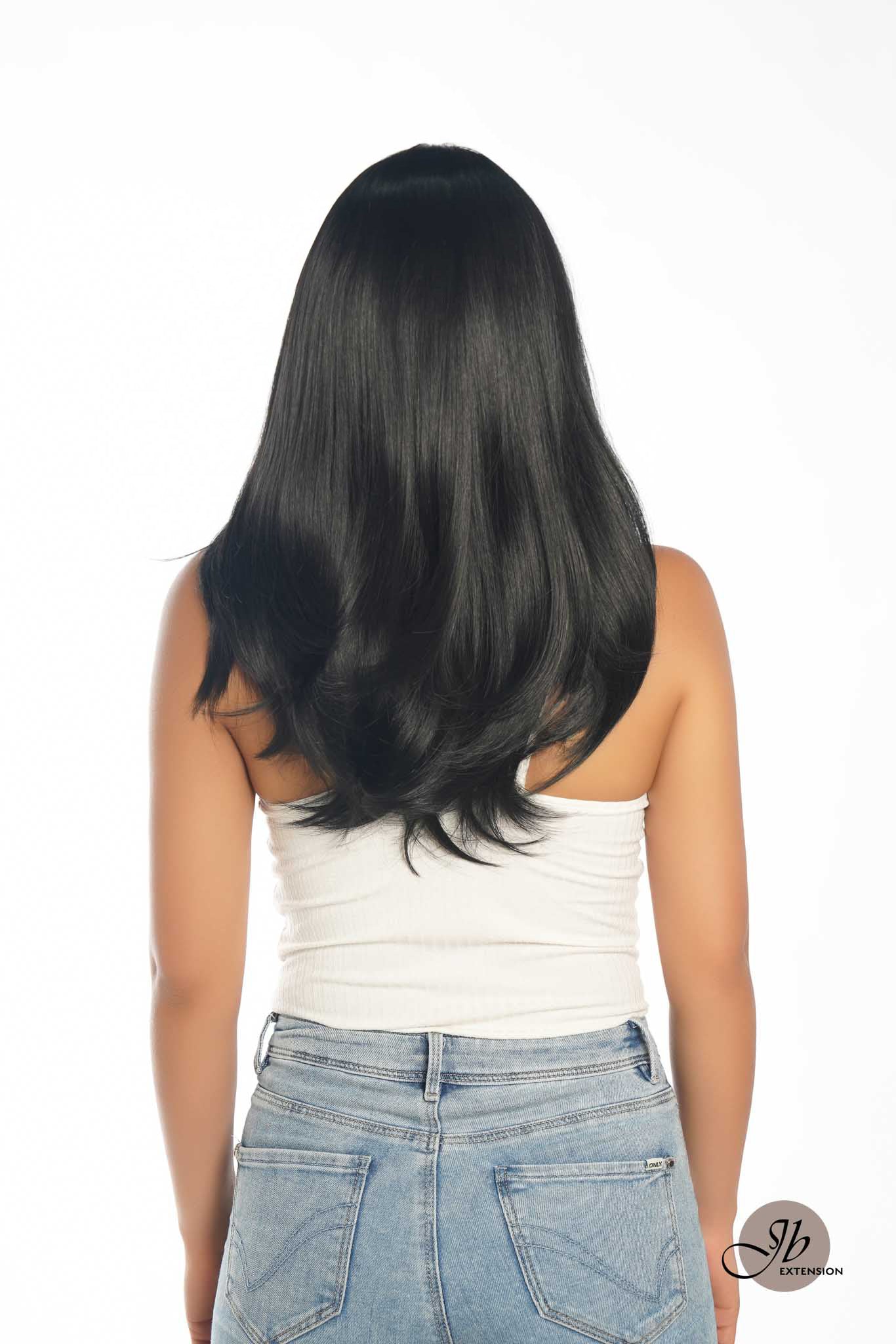 JBEXTENSION 22 Inches Jet Black Medium Length Women Frontlace Glueless Wig ROBY BLACK