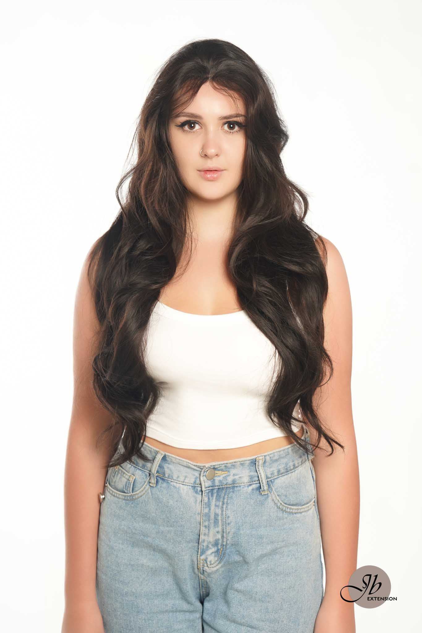 JBEXTENSION GENERATION FIVE 28 Inches Tea Black Darkest Brown Curly Wig FABIONA