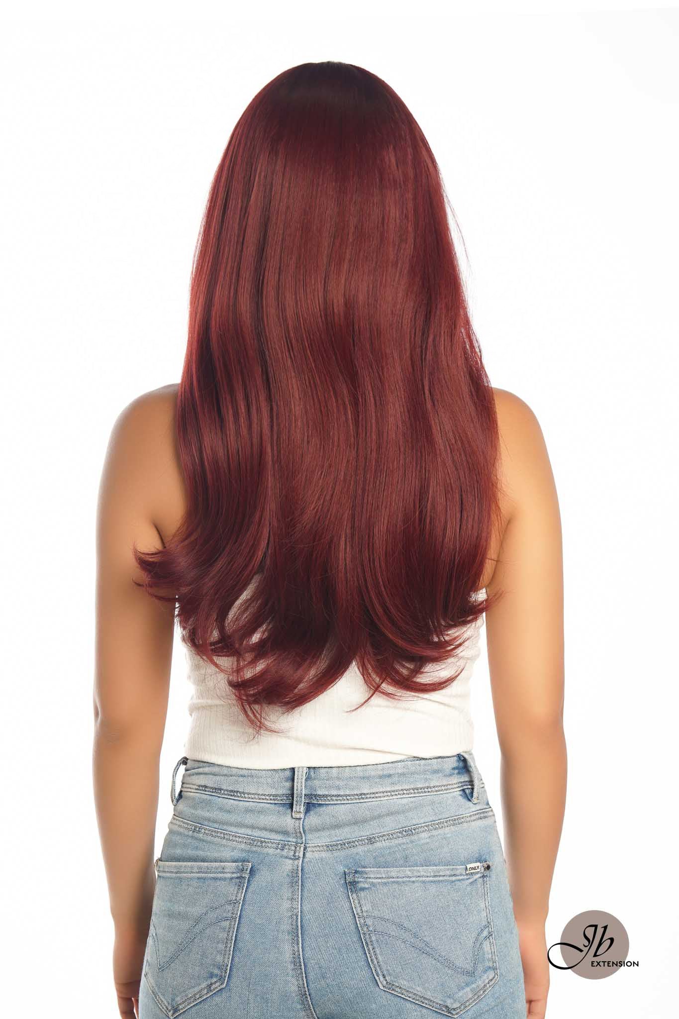 JBEXTENSION 22 Inches Dark Red Curly Wig With Bangs MIRANDA
