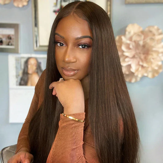Chocolate Brown Deep Parting High Density HD Lace Front Wigs