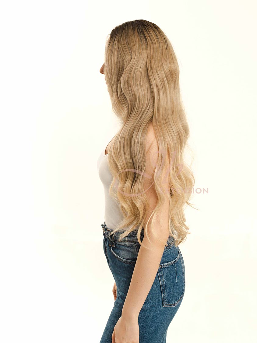 JBEXTENSION 26 Inches Blonde With Dark Root Wave Lace Front Wig.Pre Plucked 6*14 HD Transparent Lace Frontal Glueless Wig JOSIE