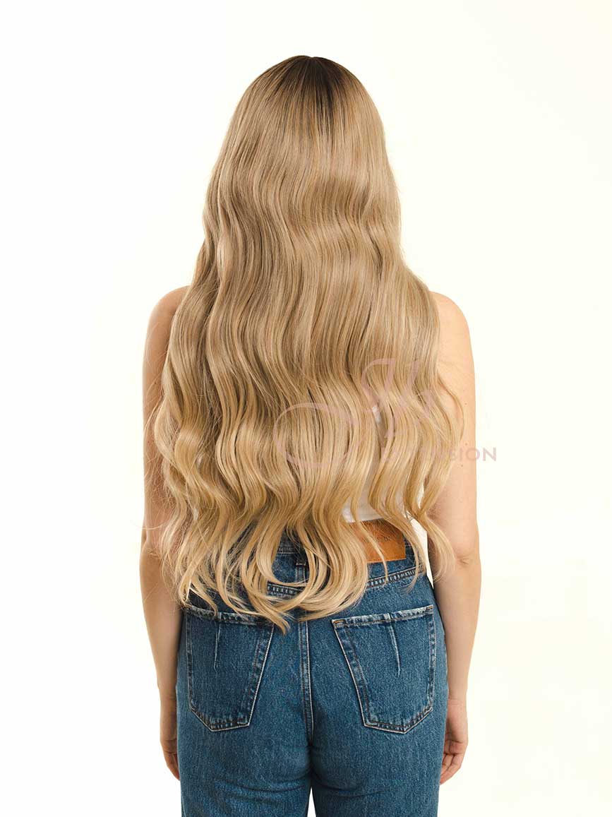 JBEXTENSION 26 Inches Blonde With Dark Root Wave Lace Front Wig.Pre Plucked 6*14 HD Transparent Lace Frontal Glueless Wig JOSIE