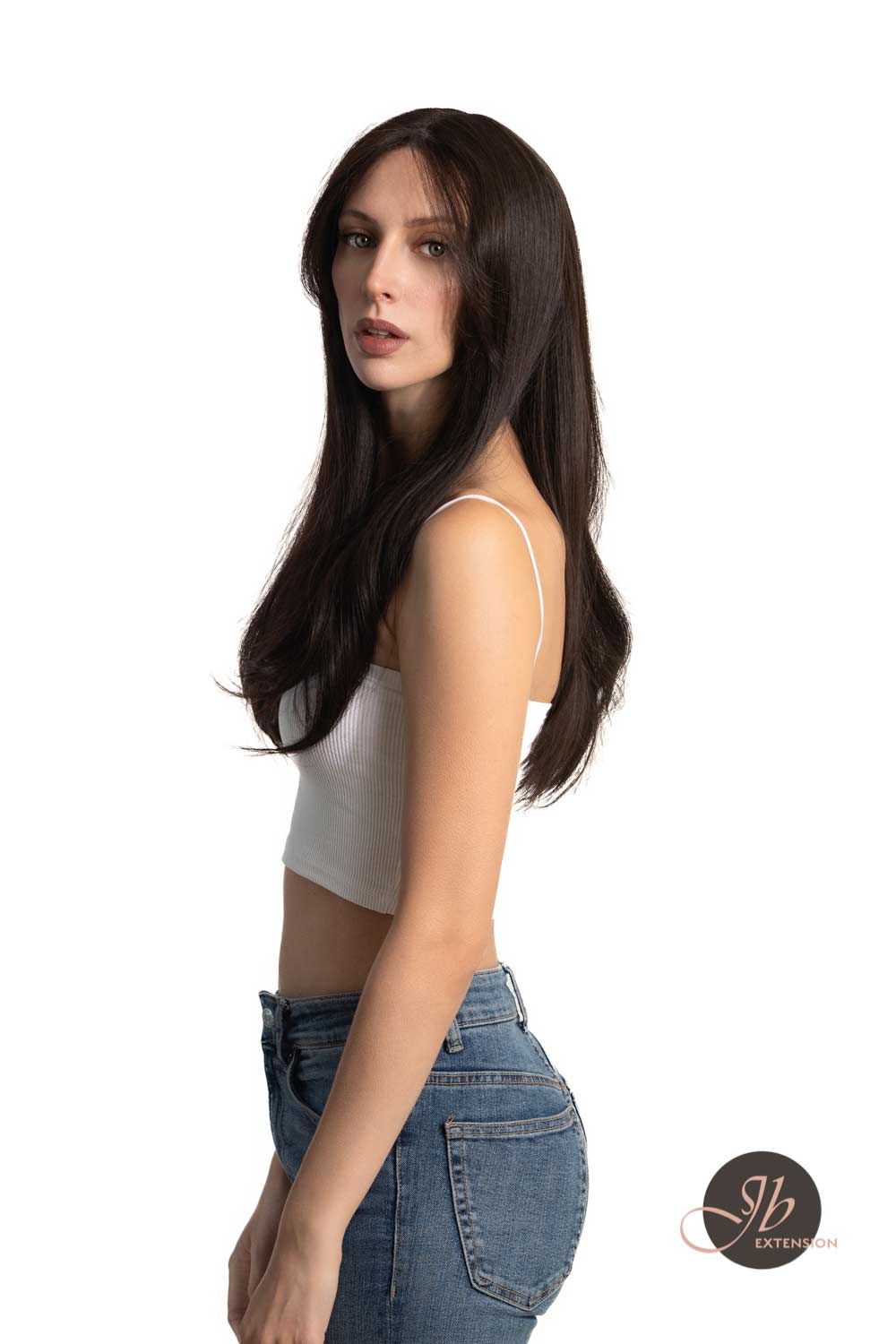 JBEXTENSION 24 Inches Curly Tea Black Darkest Brown Pre-Cut Frontlace Glueless Wig MISSY