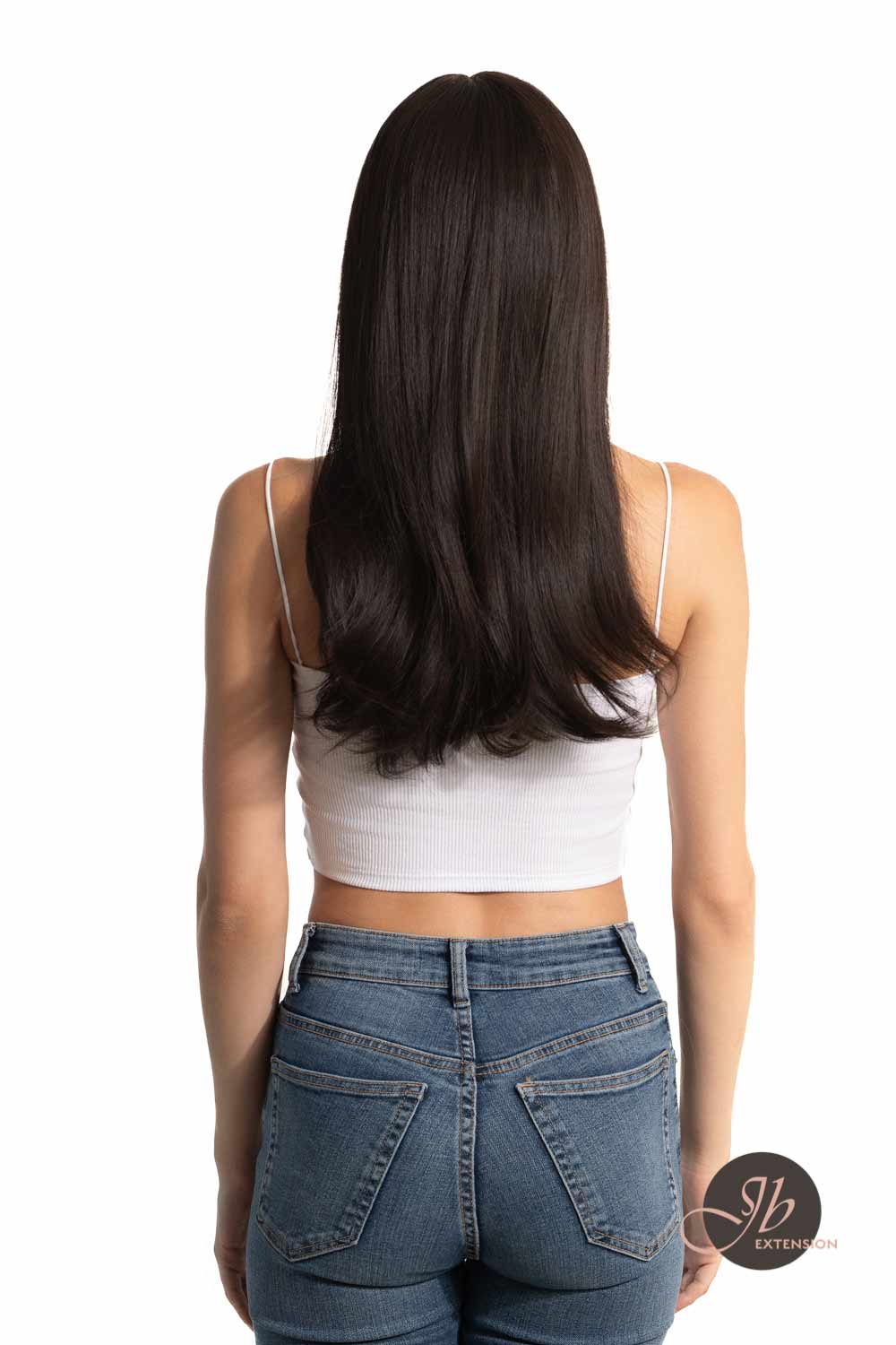 JBEXTENSION 24 Inches Curly Tea Black Darkest Brown Pre-Cut Frontlace Glueless Wig MISSY