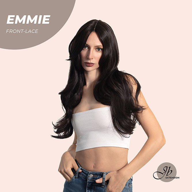 Get the Influencer Look with 26 Inches Curly Women Tea Black Darkest Brown Wig Pre-Cut Frontlace Glueless Wig EMMIE