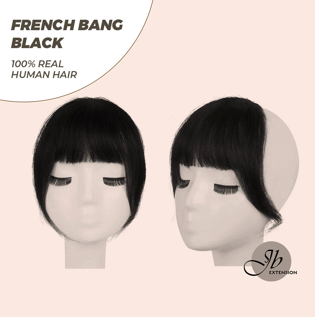 JBEXTENSION Clip in Bangs,  100% Human Hair Bangs Extensions French Bangs with Temples Clip on Fringe Bangs Real Hair for Women Natural Color Washable/Dyeable