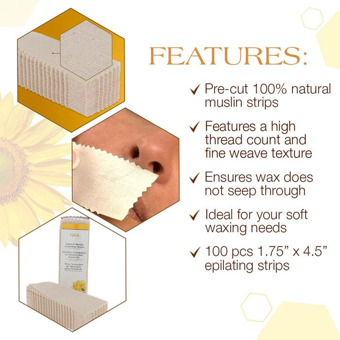 GiGi Natural Muslin Epilating & Applicators Combo Pack