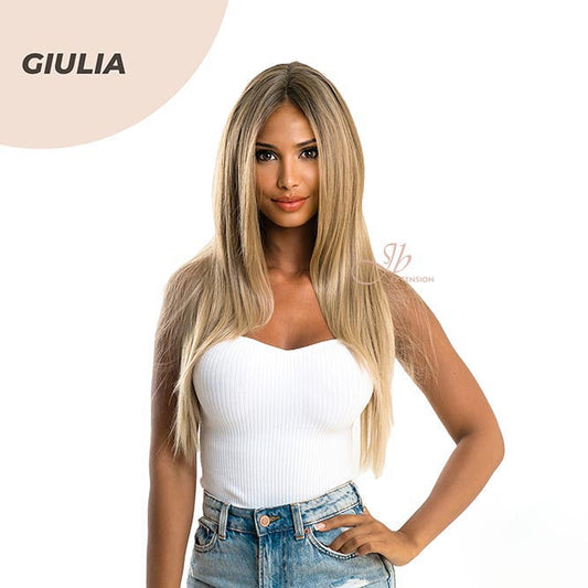 JBEXTENSION 26 Inches Straight Balayage Blonde With Dark Root Pre-Cut Frontlace Glueless Wig GIULIA (JULIA) FREE PARTING
