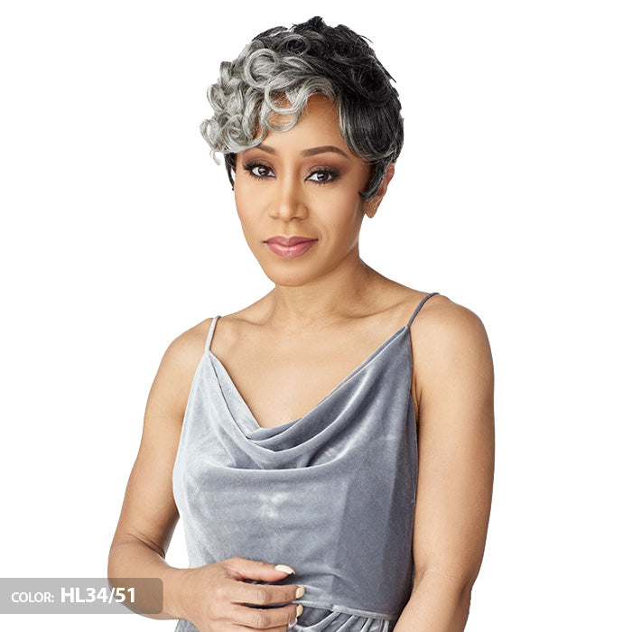 Sensationnel Empire Wig Salt & Pepper 100% Human Hair Full Wig - FLORA