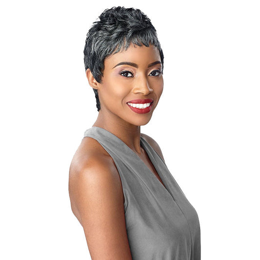 Sensationnel Salt & Pepper Human Hair Empire Wig MONA