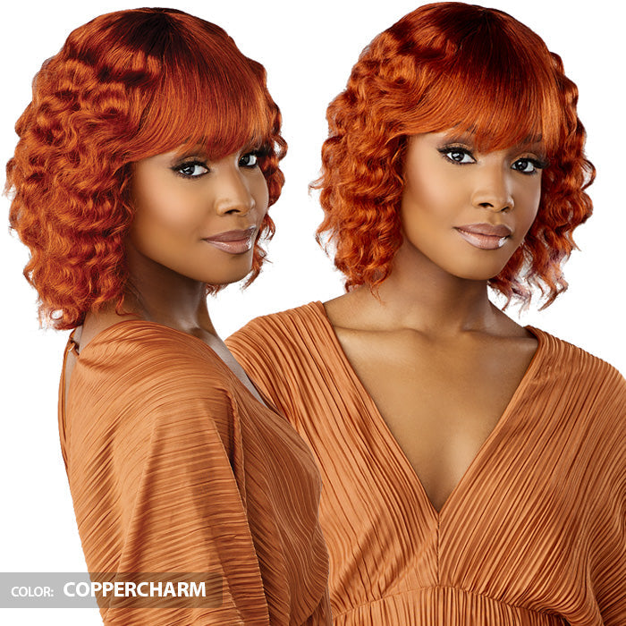 Sensationnel Empire Bob Collection with Bangs Full Wig - WAVY CUT 12" - 100% Human Hair