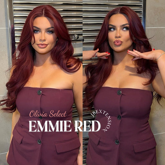 Olivia's Pick-26 Inches Curly Women Red Wig Pre-Cut Frontlace Glueless Wig EMMIE RED