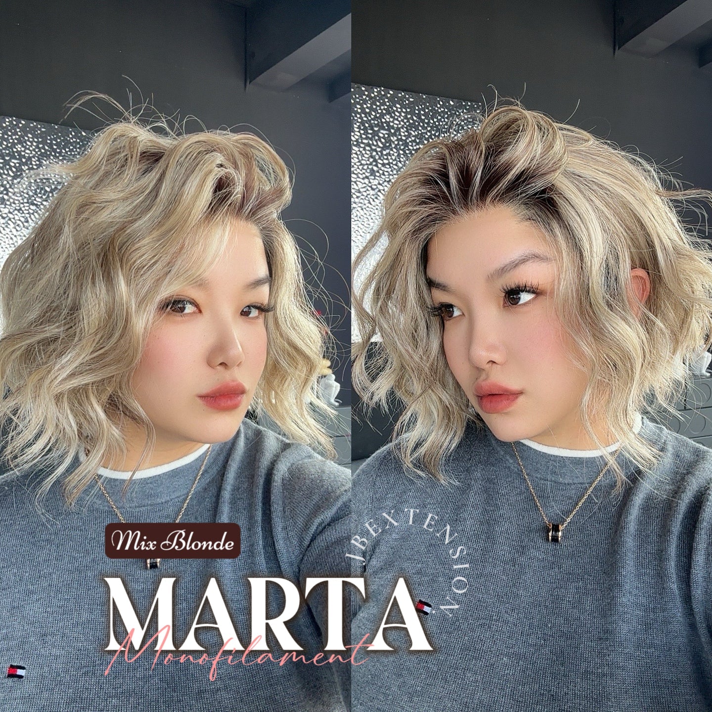[PRE-ORDER] JBEXTENSION MARTA MONO MIX BLONDE Monofilament Handmade Wig 6X5 Full Monofilament Hand Tied Top Wig 10 Inches Mix Blonde Mono Lace Handmade Futura Fiber Wig With Anti-slip Silicone Strips Glueless Wig MARTA MONO MIX BLONDE【BENDY EAR TABS】