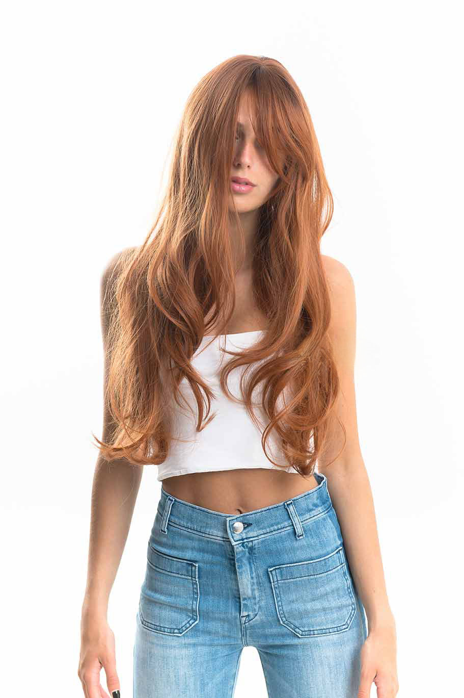 JBEXTENSION 26 Inches Curly Copper Fashion Wig With Bangs CICILIA