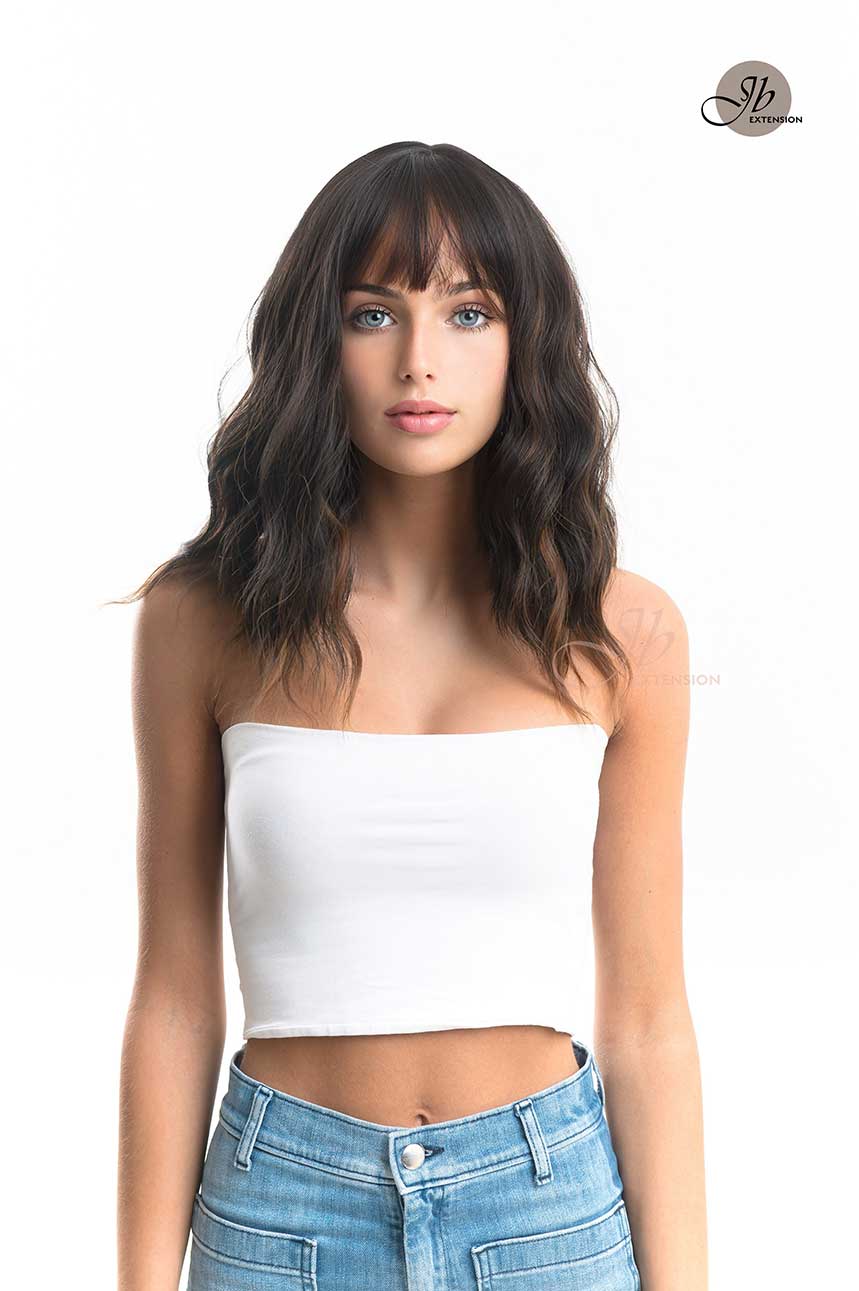 JBEXTENSION 14 Inches Short Wave Black With Brown Highlight Wig AMY