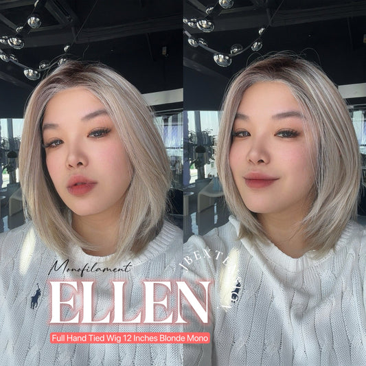 [PRE-ORDER] HOT OF SEASON -  ELLEN MONO Full Monofilament Handmade Full Lace Full Hand Tied Wig 12 Inches Blonde Mono Lace Handmade Futura Fiber Wig Glueless Wig ELLEN MONO【BENDY EAR TABS】