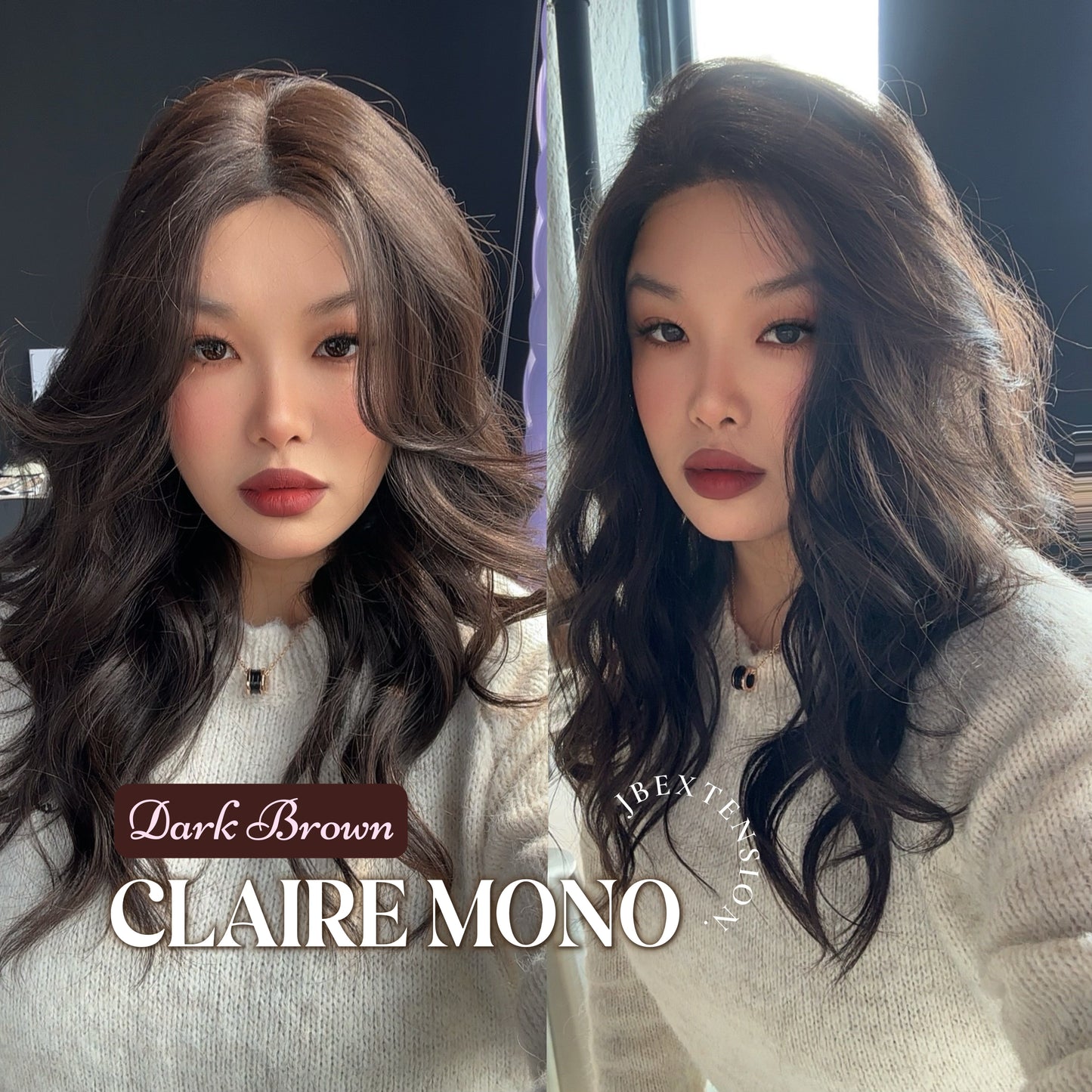 [PRE-ORDER] JBEXTENSION CLAIRE MONO DARK BROWN Partial Monofilament Wig 22 Inches Dark Brown Partial Mono Lace Glueless Wig CLAIRE MONO DARK BROWN【BENDY EAR TABS】