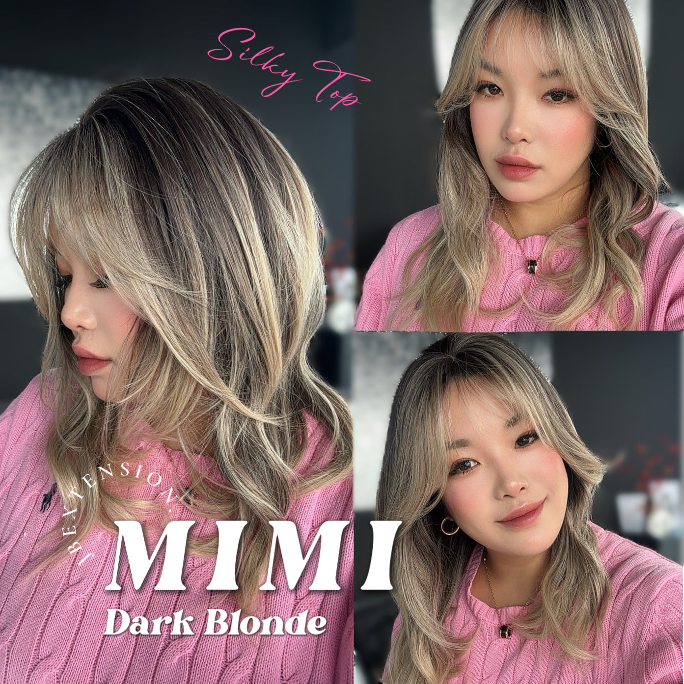 HOT OF SEASON - Inches Scalpiana 3.5X4 Hard Silky Top Natural Scalp Effect Dark Blonde Body Wave Wig With Bangs Wig MIMI SILK TOP DARK BLONDE