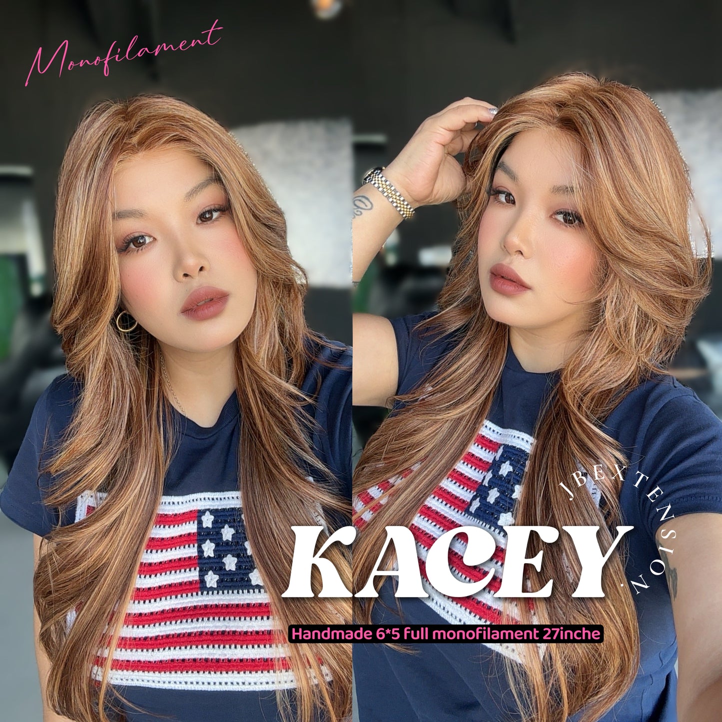 [PRE-ORDER] JBEXTENSION KACEY MONO Monofilament Handmade Wig 6X5 Full Monofilament Hand Tied Top Wig 27 Inches Copper Mono Lace Wig With Anti-slip Silicone Strips Glueless Wig KACEY MONO【BENDY EAR TABS】