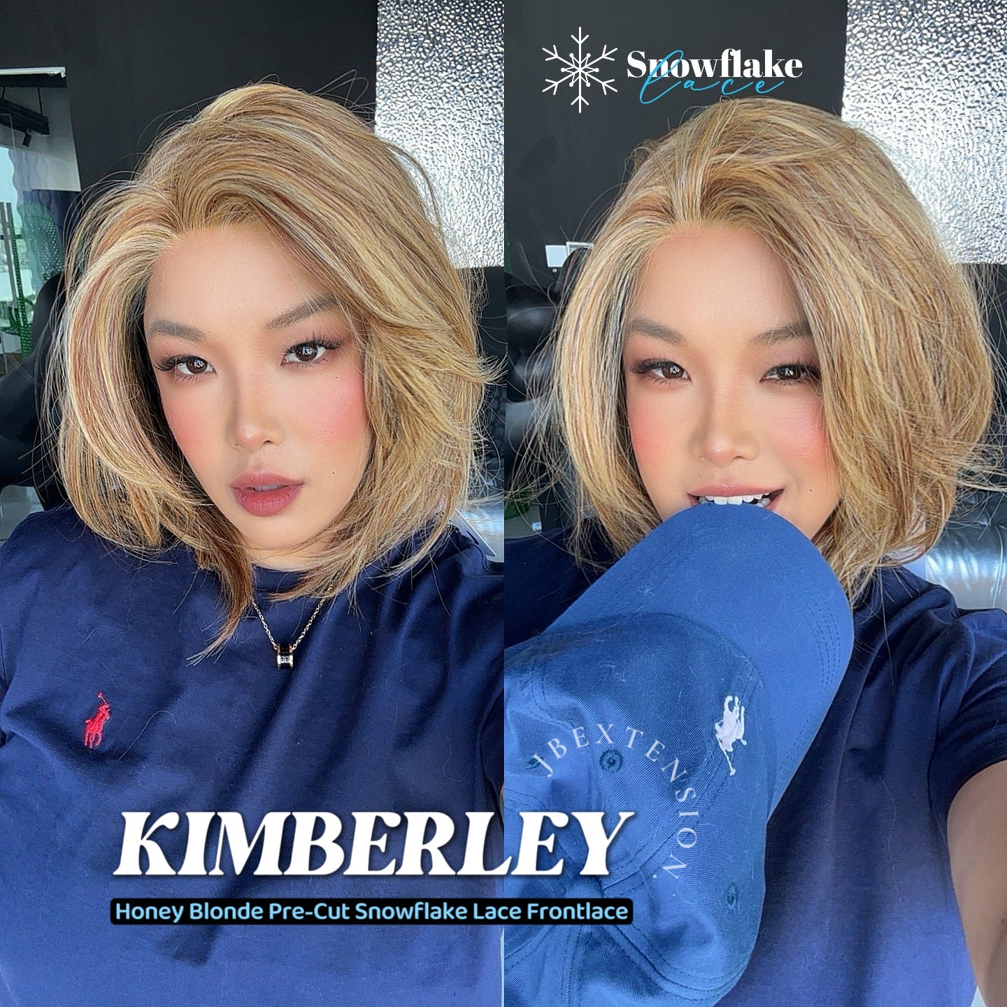 JBEXTENSION 14 Inches Honey Blonde Pre-Cut Snowflake Lace Frontlace Glueless Wig KIMBERLEY【PERMATEASE】【BENDY EAR TABS】
