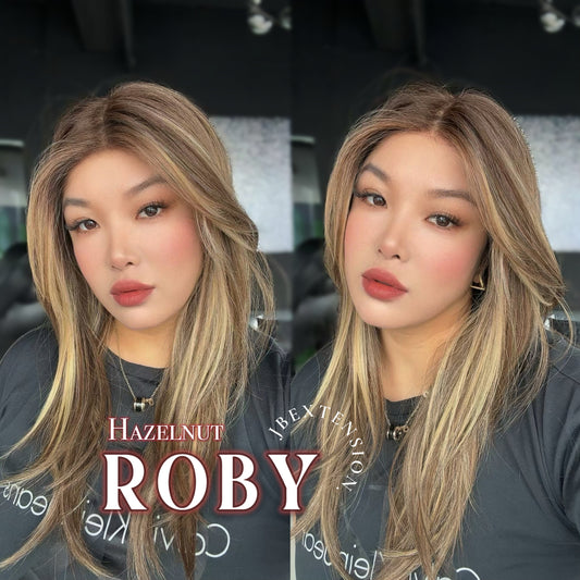 HOT OF SEASON - 22 Inches Hazelnut Blonde Highlight Women Pre-Cut Frontlace Glueless Wig ROBY HAZELNUT