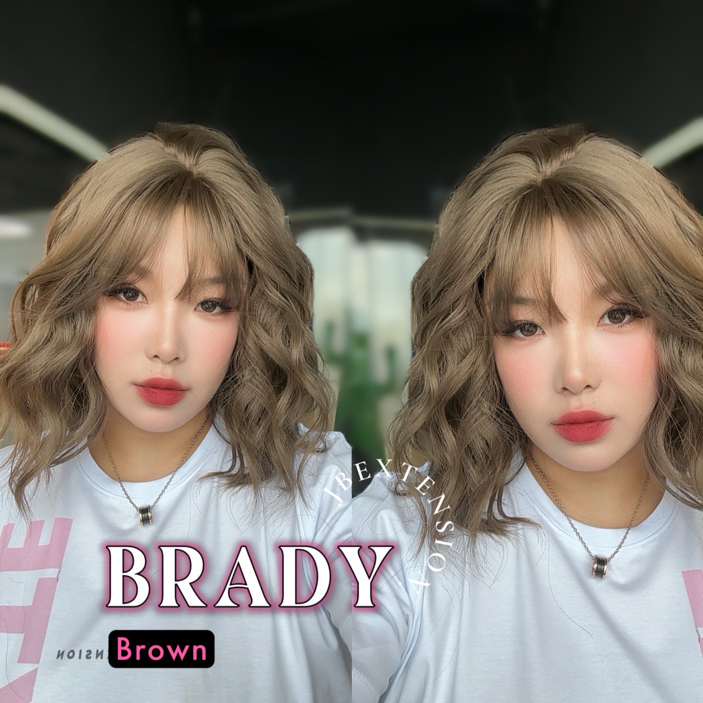 JBEXTENSION 12 Inches Scalpiana Wave Brown 3.5X4 Hard Silky Top Natural Scalp Effect Wig with Bang BRADY BROWN